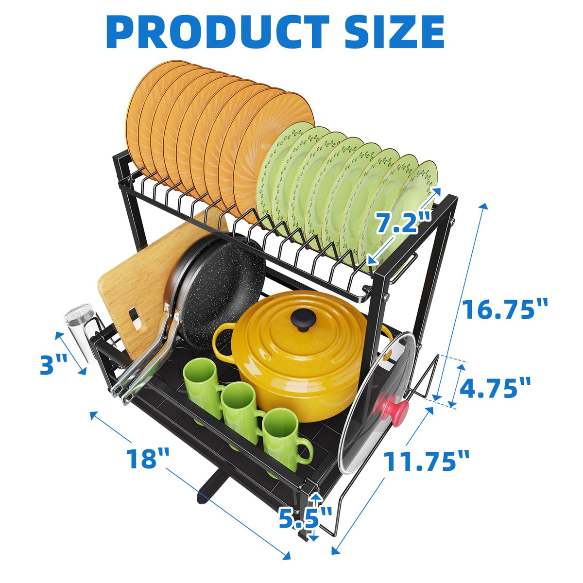 Simple Trending black stainless steel finish on dish rack for durable use