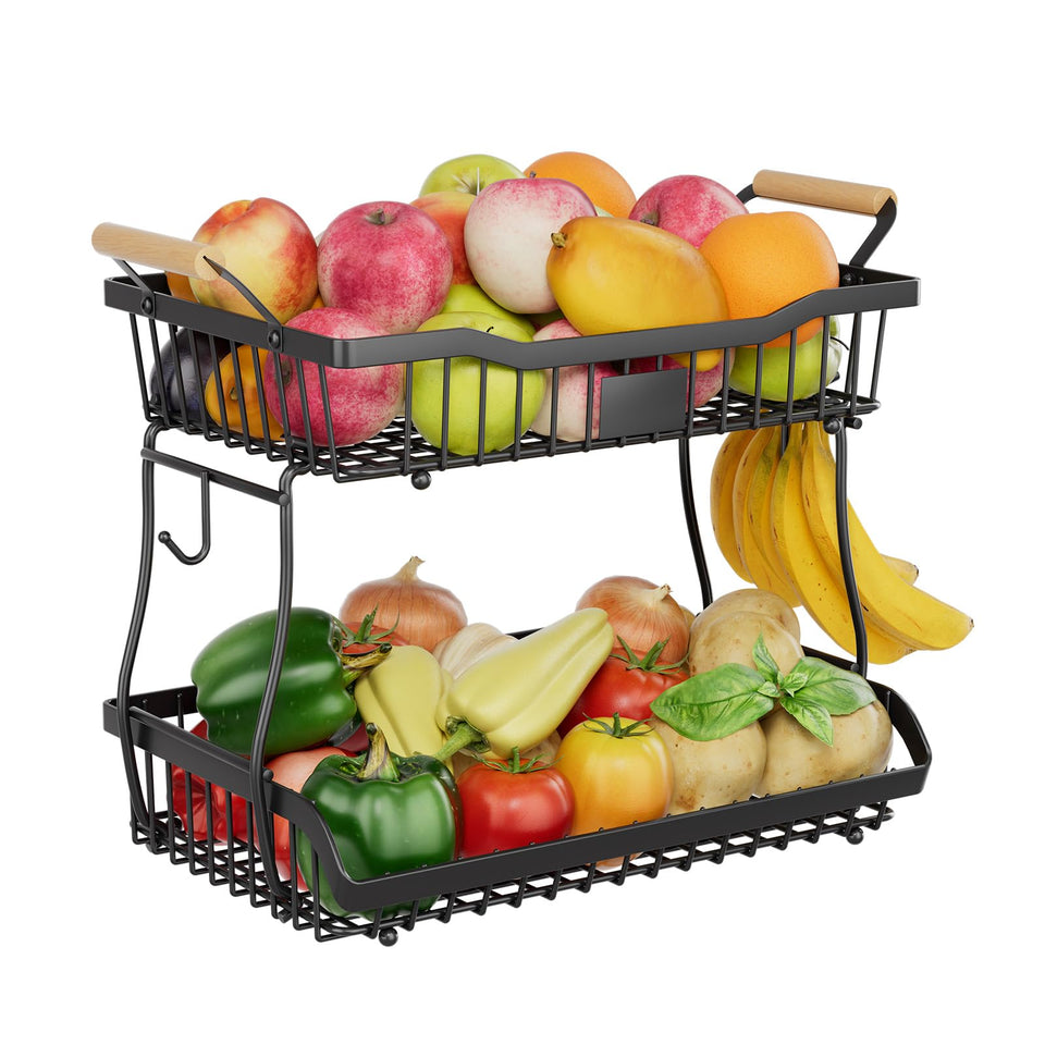Simple Trending Fruit Basket 2-Tier Assembly demonstrates a quick, space-saving setup for countertops.