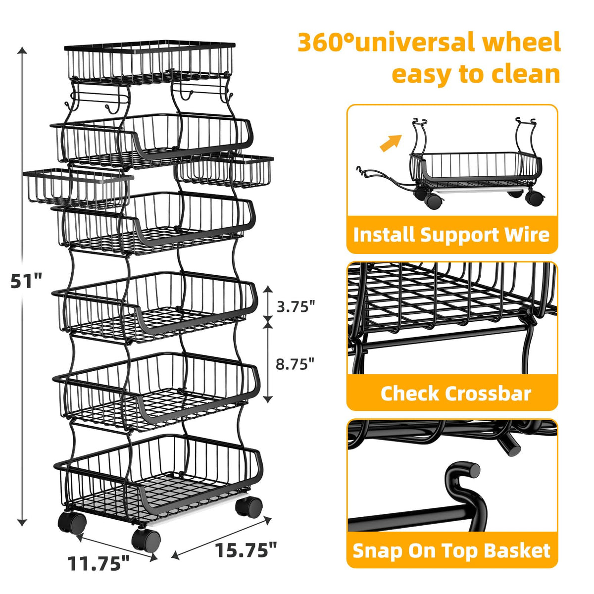 Simple Trending kitchen storage cart with wheels fits counter or under cabinet.