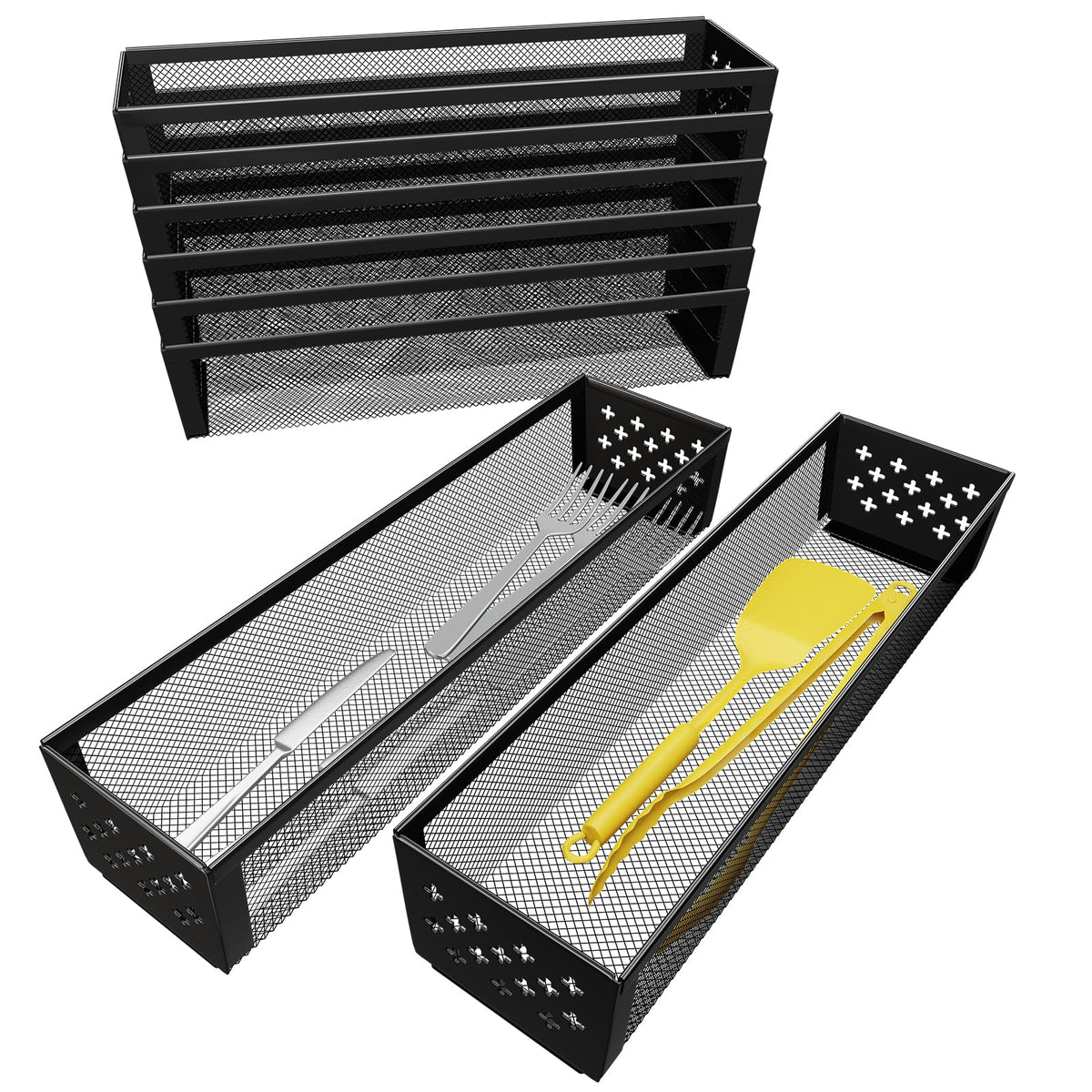 Simple Trending eight-compartment silverware organizer keeps cutlery neatly arranged.