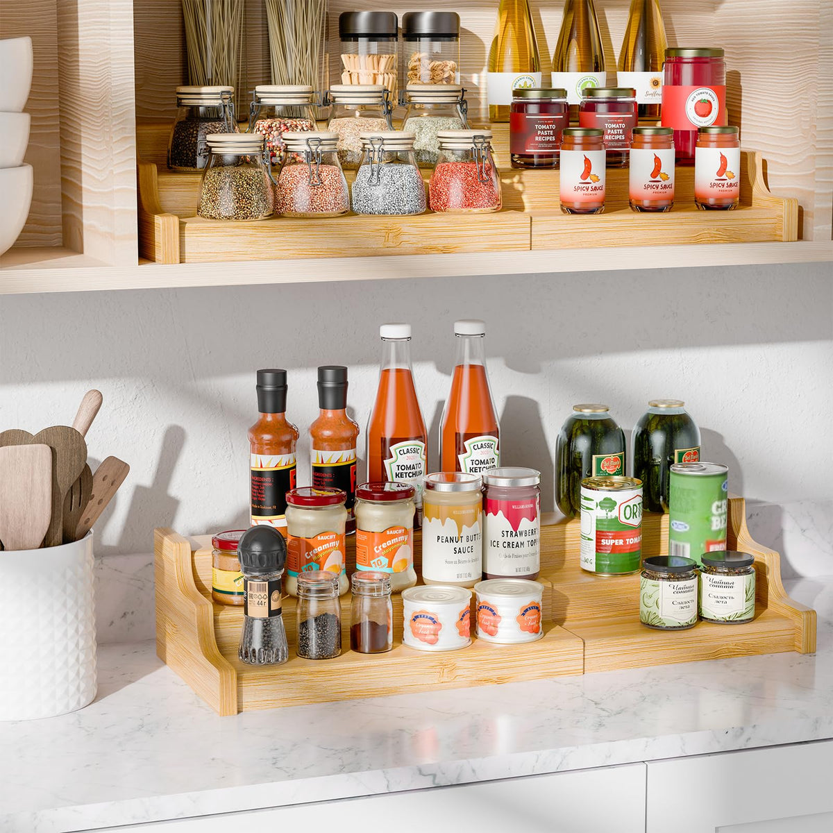 Simple Trending spice rack eco-friendly bamboo surface resists rust and wears well