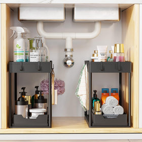 Simple Trending 2-pack keeps toiletries organized in bathroom vanity.