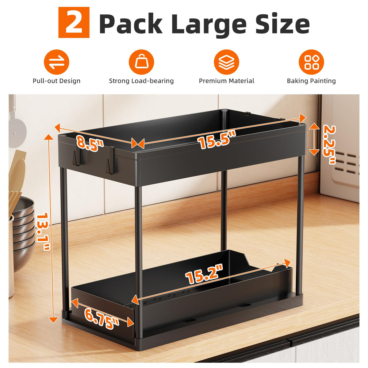 Simple Trending under-sink organizer with sliding drawer for easy bottom access.