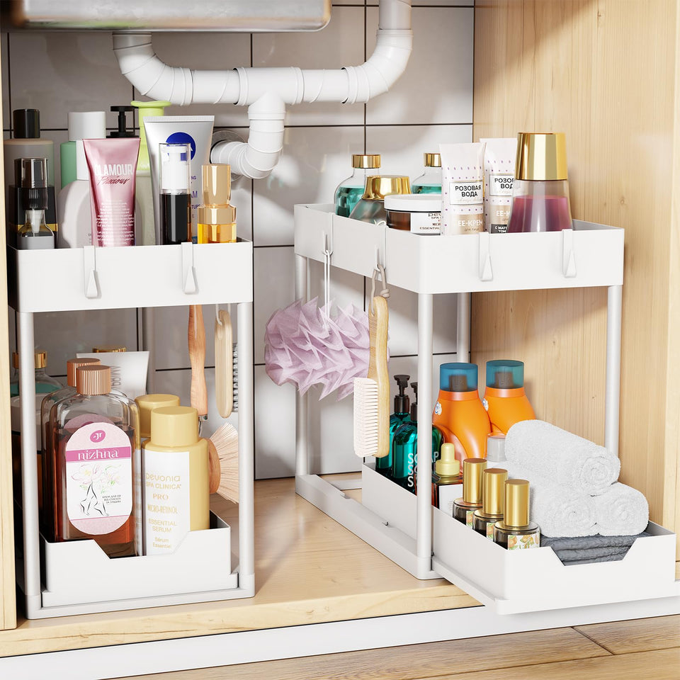 Simple Trending under-sink organizer with two-tier shelves for easy access.