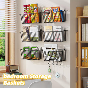 Simple Trending bathroom wire baskets provide organized toiletries within easy reach.
