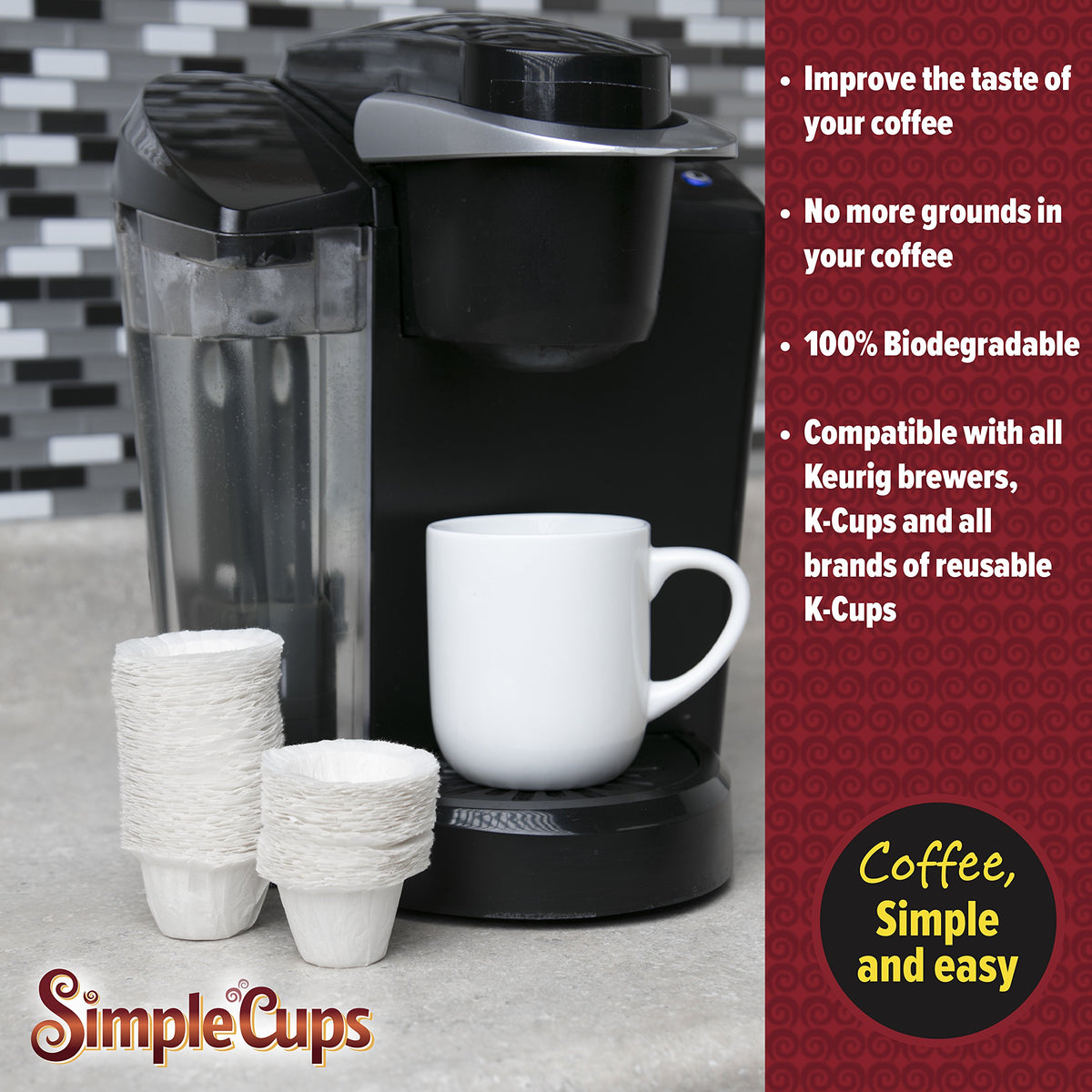 SIMPLECUPS Keurig-compatible filters ready for quick, customizable cups.