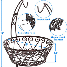 SimpleHouseware bronze finish fruit bowl keeps fruit organized on the counter