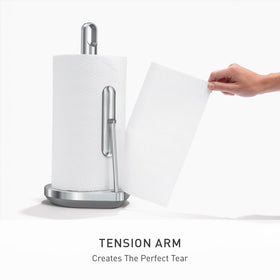 simplehuman brushed stainless steel stand and pump close-up showing smooth dispensing.