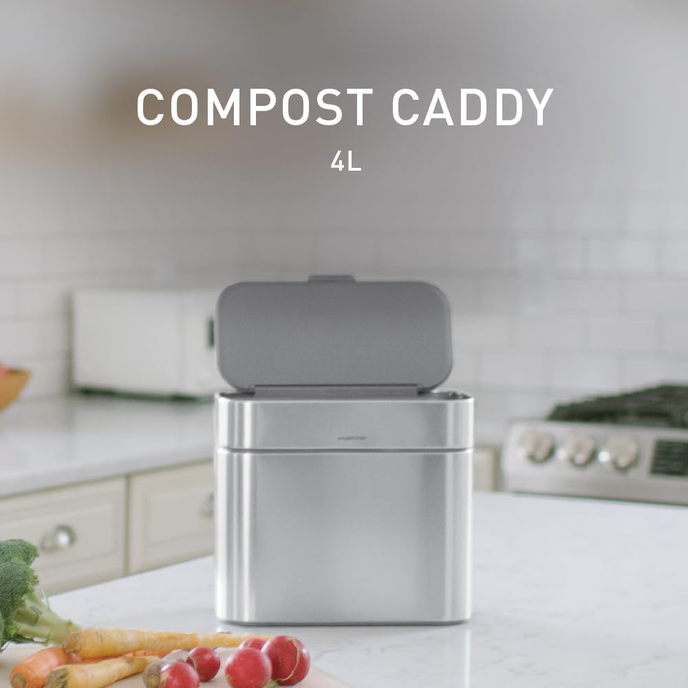 simplehuman compost caddy soft-seal lid reduces odors during prep