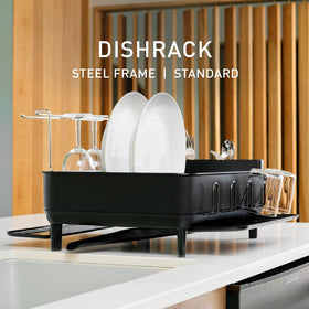 simplehuman dish drying rack stainless steel frame offers sturdy, stylish support