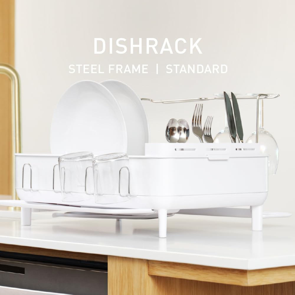 simplehuman stainless steel frame provides sturdy support and modern look for busy kitchens
