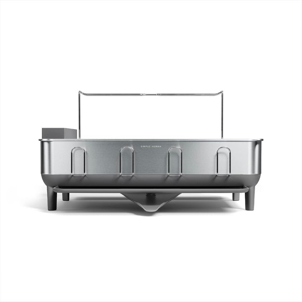 simplehuman large capacity dish drying rack with stainless steel frame for a sleek kitchen look and efficient drying