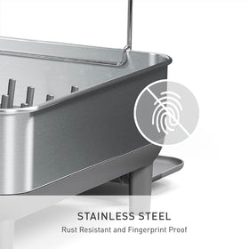 simplehuman silicone capped wire rack protects dishes from scratches during drying