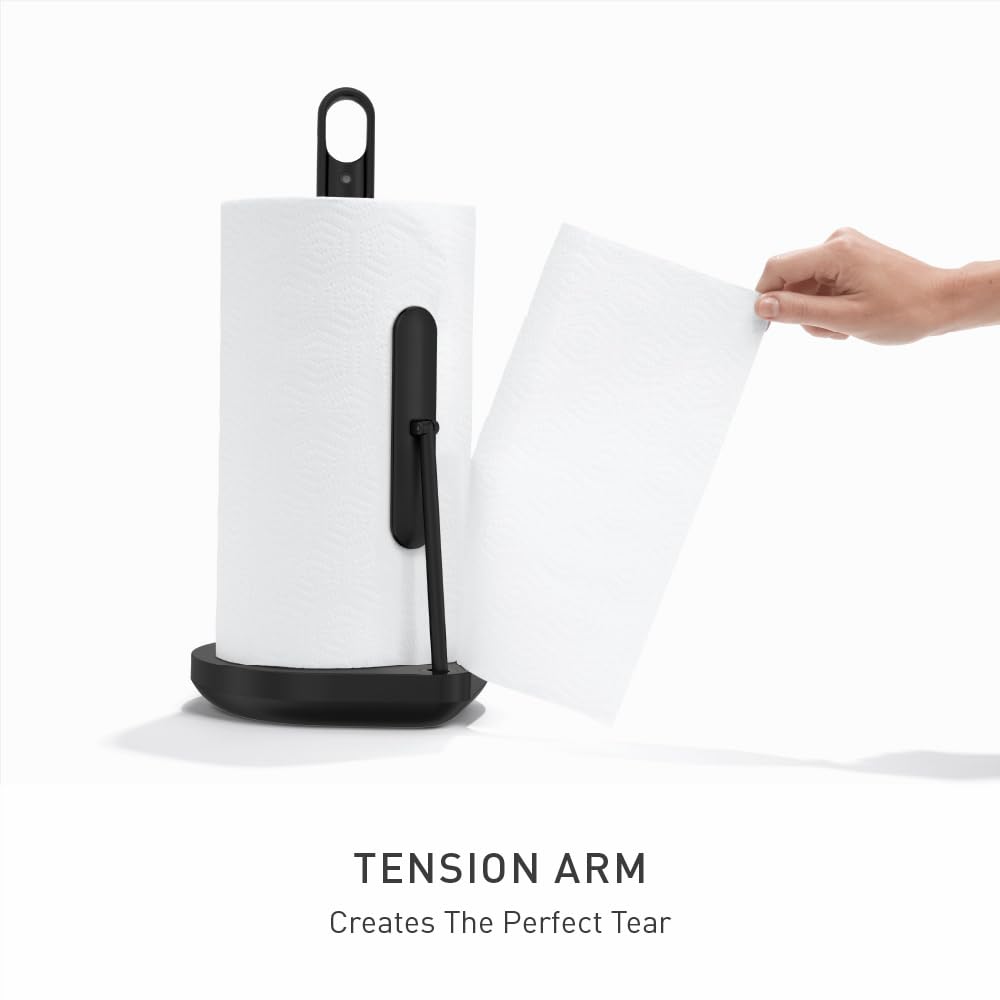 simplehuman tension arm ensures one-handed tearing without waste