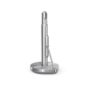 simplehuman tension-arm standing paper towel holder with secure base for steady tearing