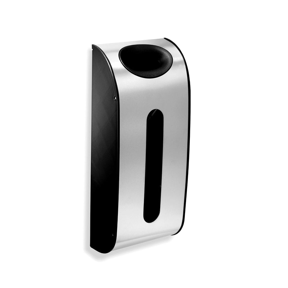 simplehuman wall mount grocery bag dispenser top-opening for easy bag loading and clutter-free storage
