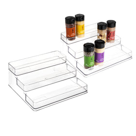 SimpleMade 3-tier spice rack keeps spice bottles visible and organized on the counter.