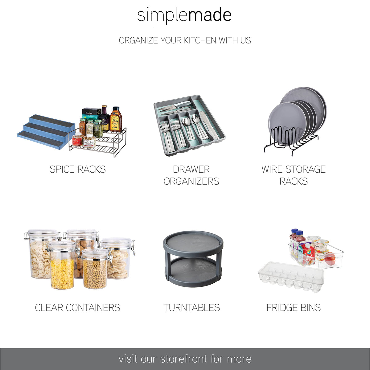 SimpleMade 3-tier rack boosts visibility for spices, sauces, and small containers.