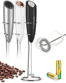 SIMPLETASTE milk frother handheld creates creamy foam quickly for coffee