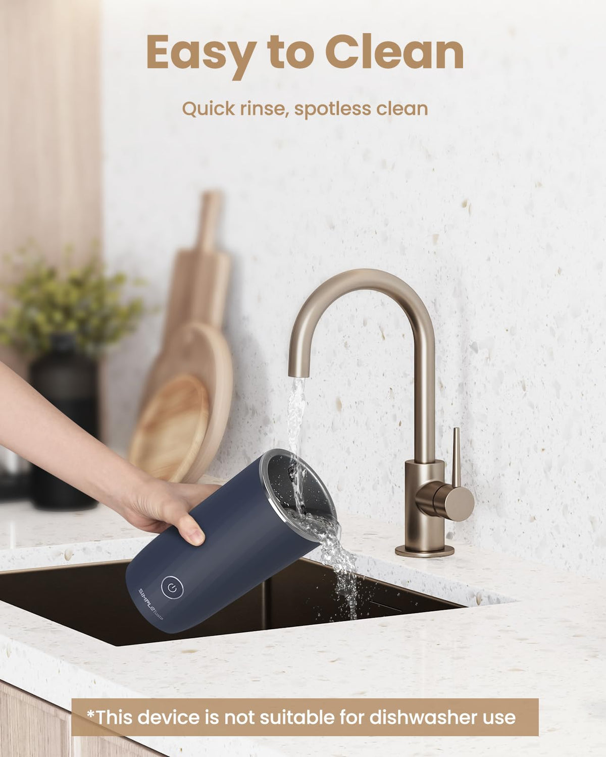 SIMPLETASTE Milk Frother large capacity for sharing hot chocolate or matcha.