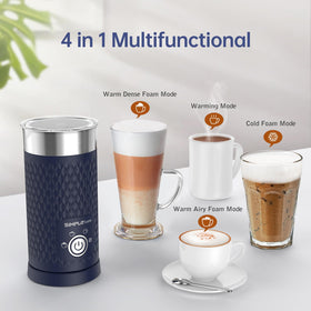 SimpleTaste milk frother large capacity demonstrates up to 300 ml for hot drinks