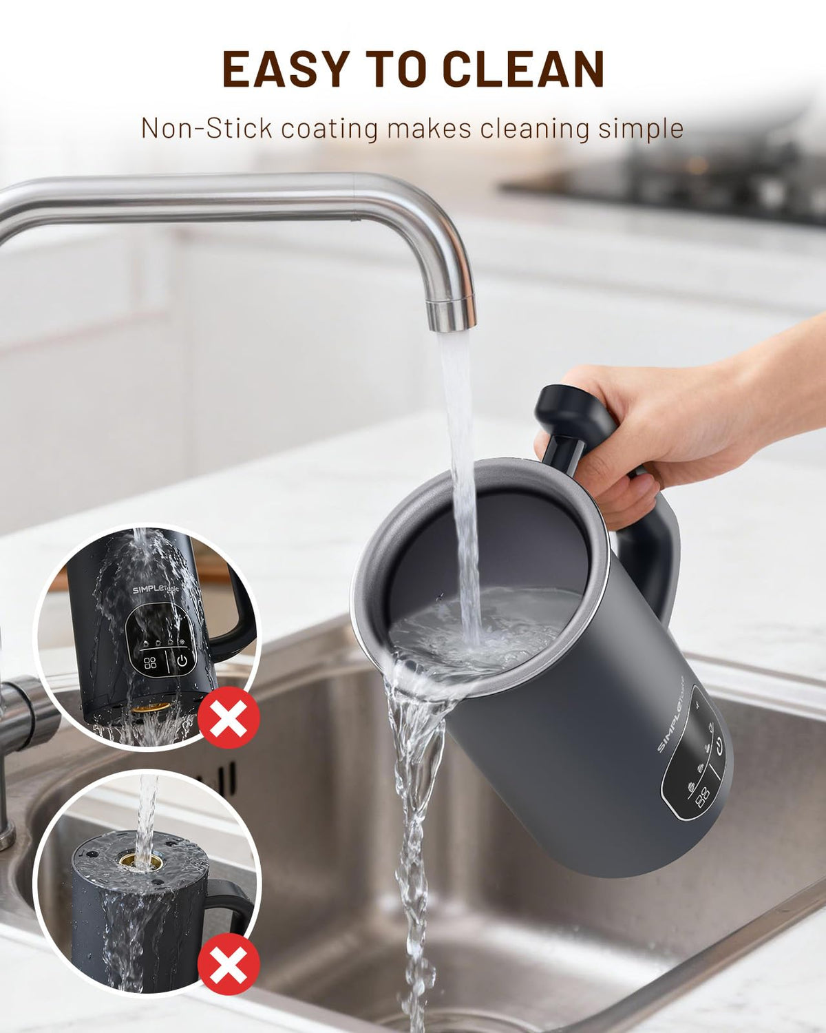 SIMPLETASTE non-stick interior simplifies post-use cleaning.