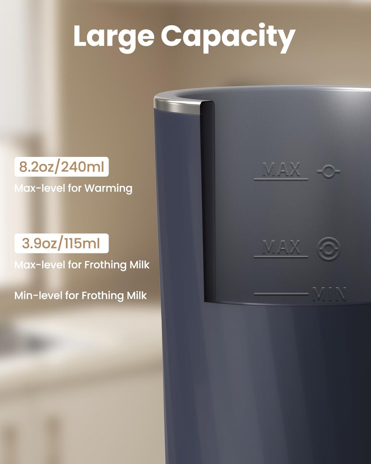 SIMPLETASTE Milk Frother warm milk to 150 degrees Fahrenheit for hot drinks.