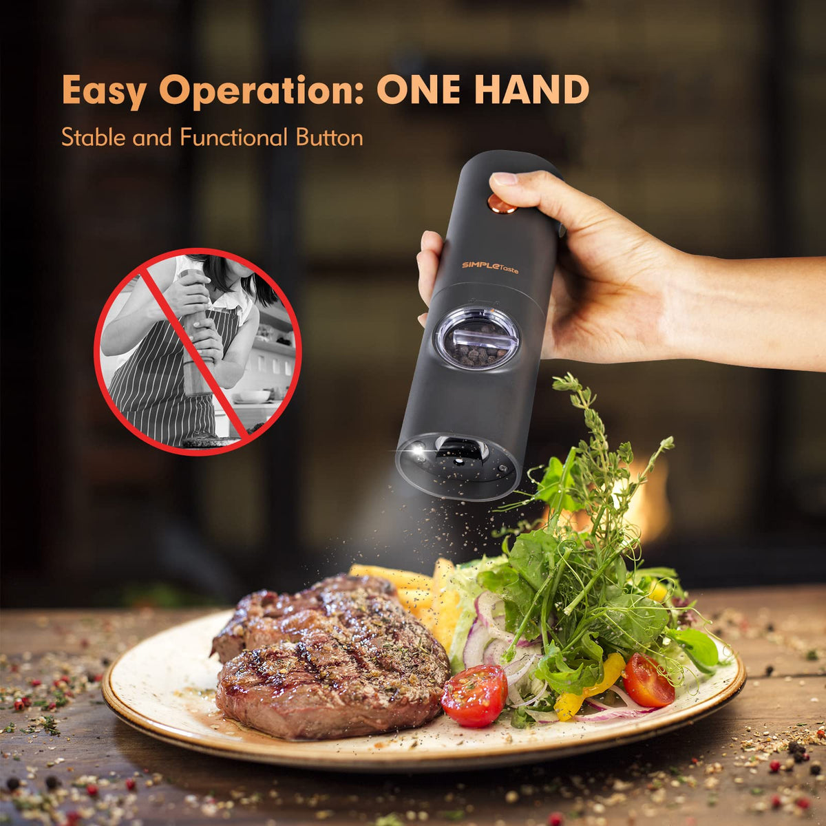 SIMPLETASTE grinder stand base keeps your counter organized while you cook.