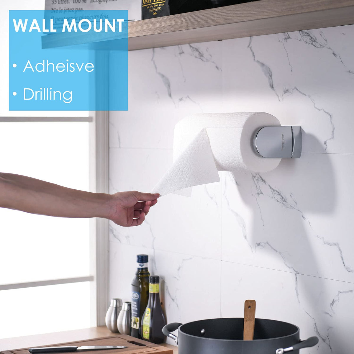 Simpletome drilling installation option shows secure wall mounting with durable screws.