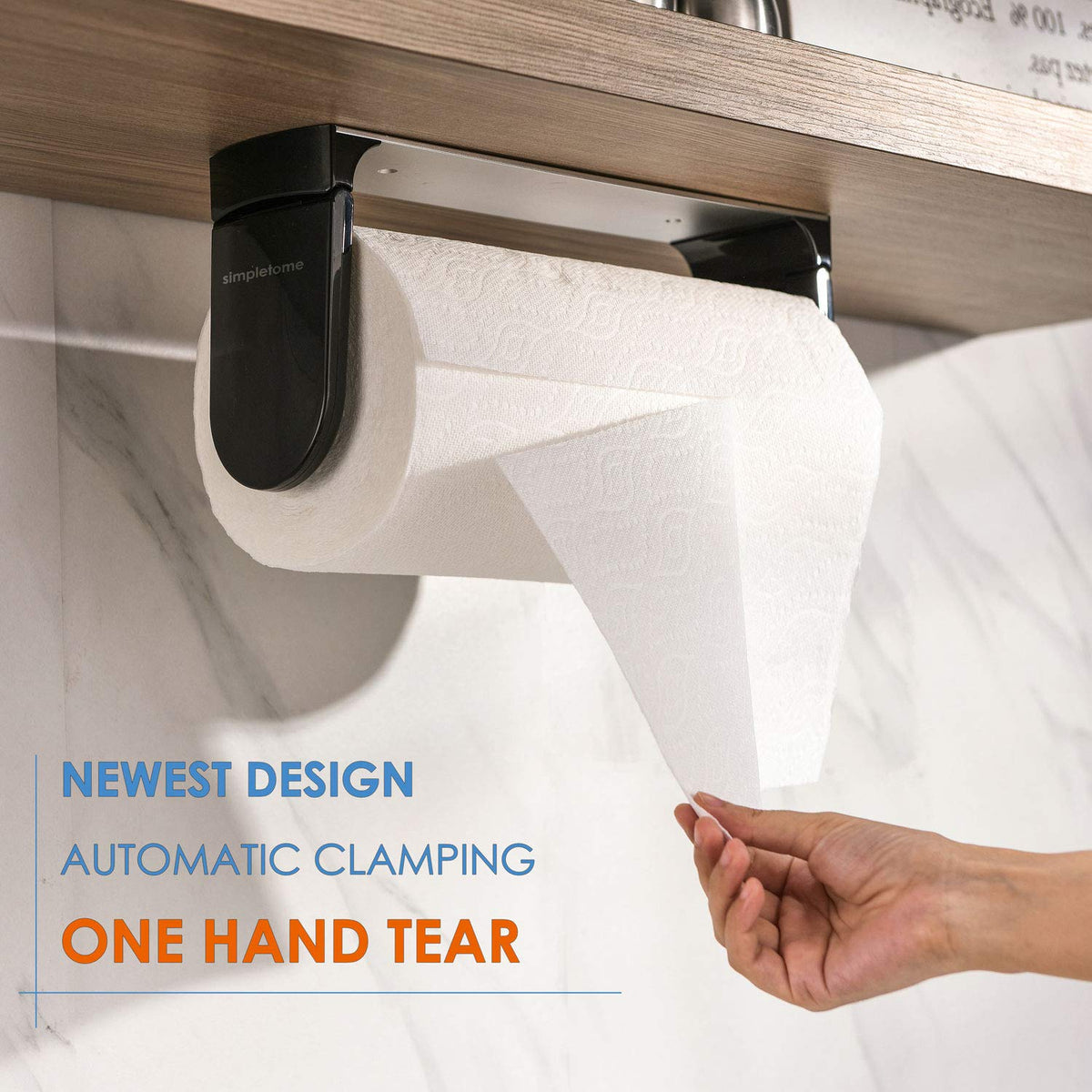 Simpletome ONE-Hand Tear Holder with drilling installation option demonstrates versatile mounting.