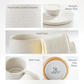 Simply Caroline butter dish on countertop beside warm bread.