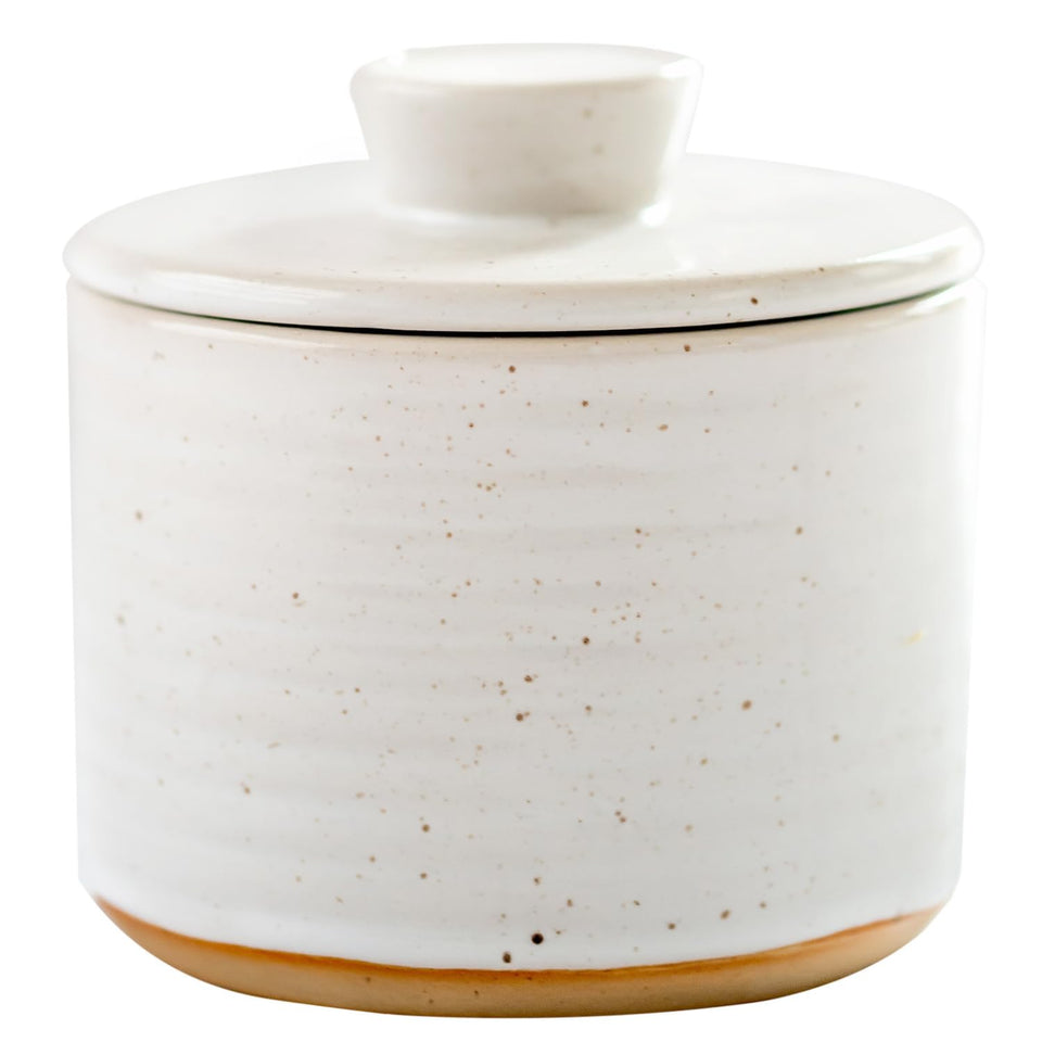 Simply Caroline premium ceramic butter crock with water seal keeps butter soft.
