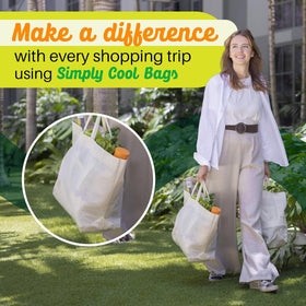 Spacious nonwoven polypropylene bags from Simply Cool hold diverse items.