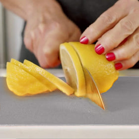 Simply Genius color coded mats help prevent cross contamination during prep.