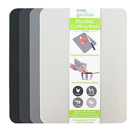 Simply Genius gray cutting mats for versatile prep and easy storage.
