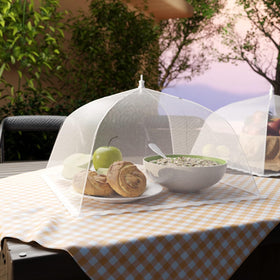 Simply Genius 17x17 inch covers covering multiple plates during a party