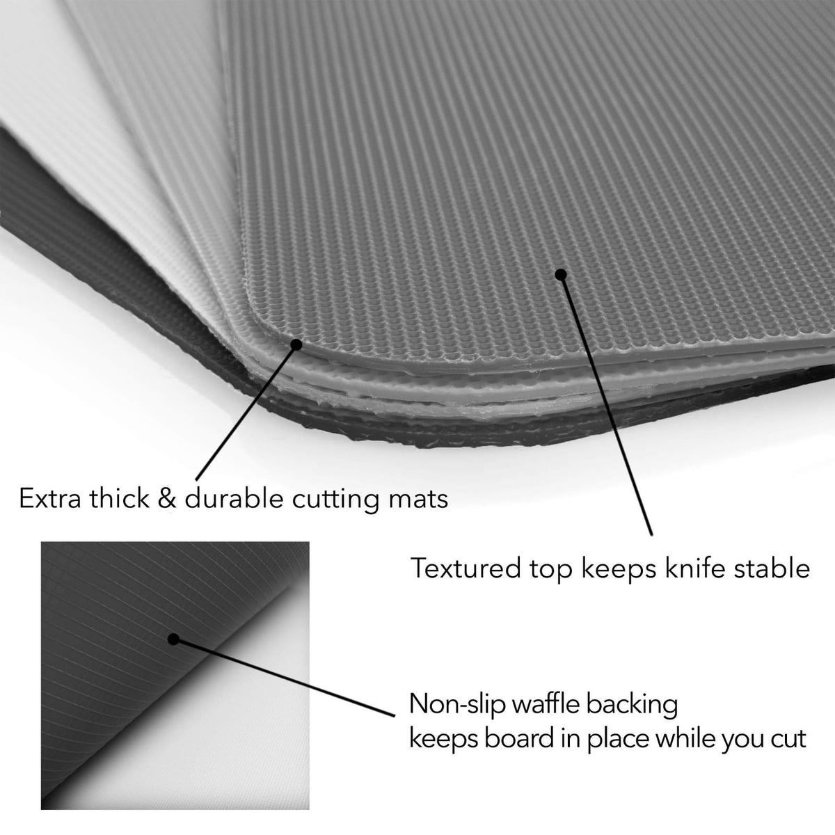 Simply Genius textured grip cutting mat gray for stable slicing and precise cuts.