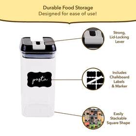 Simply Gourmet assorted-size containers for cereal, flour, sugar, and snacks.