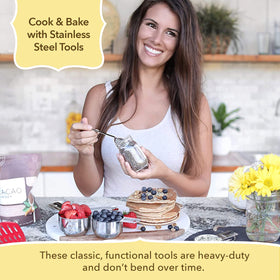 Simply Gourmet dishwasher-safe stainless steel reduces cleanup time after cooking.