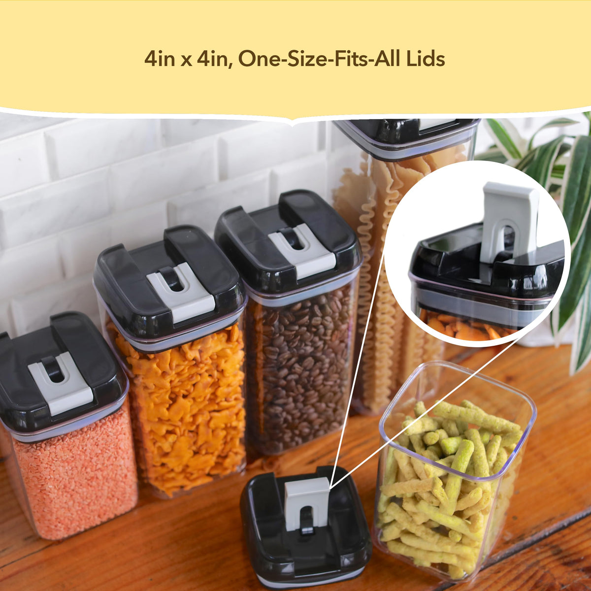 Simply Gourmet side-locking lids preserve freshness by sealing moisture.