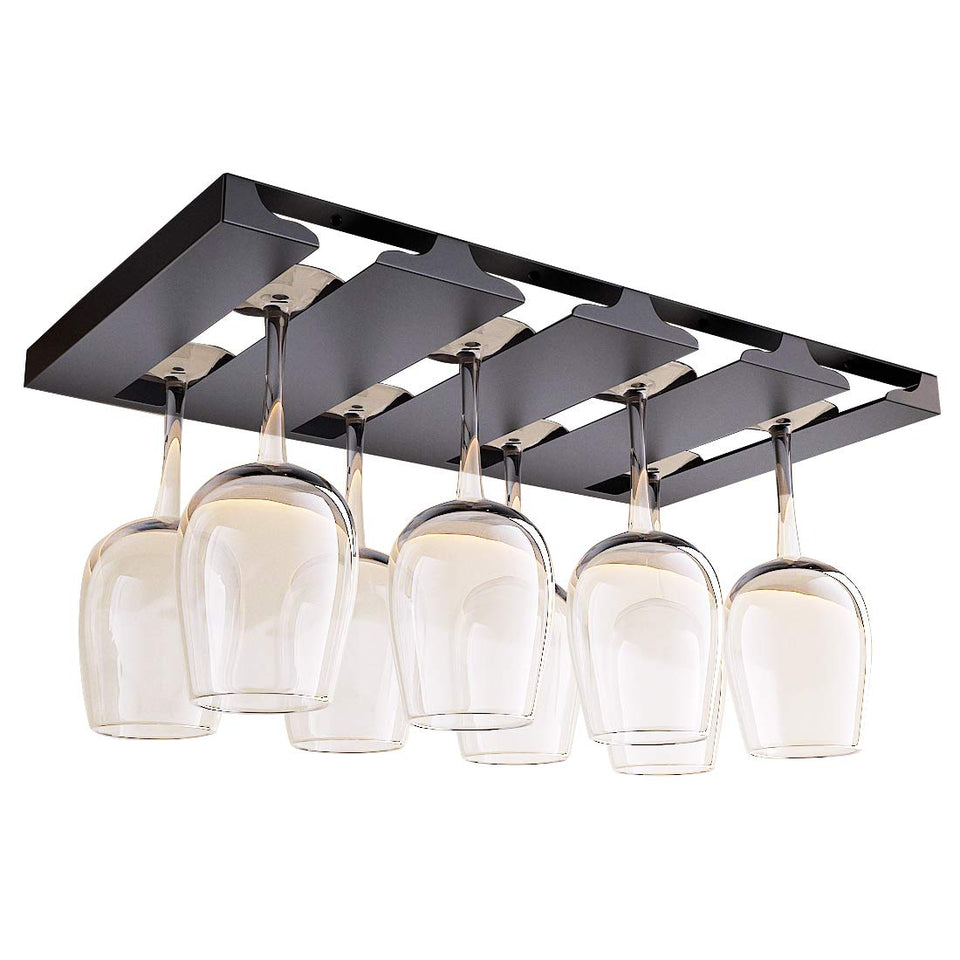SIMVE wine glass holder under shelf four-row view, space-saving design