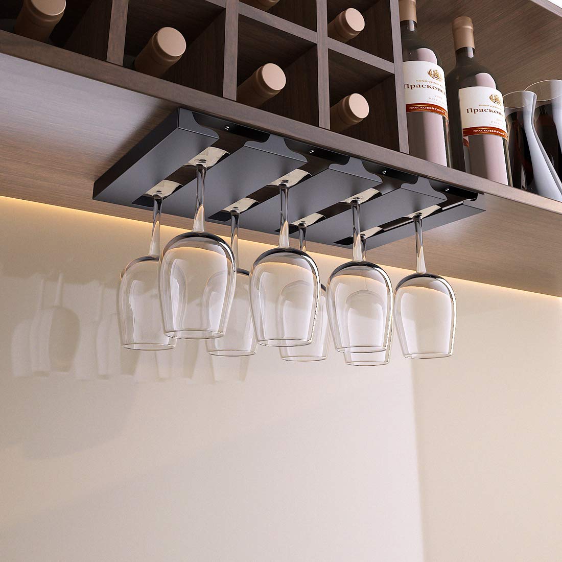 SIMVE stainless steel wine glass rack closeup highlights durability and rust resistance