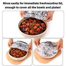 Sinbana telescopic design lid stretches to fit various bowls and plates.