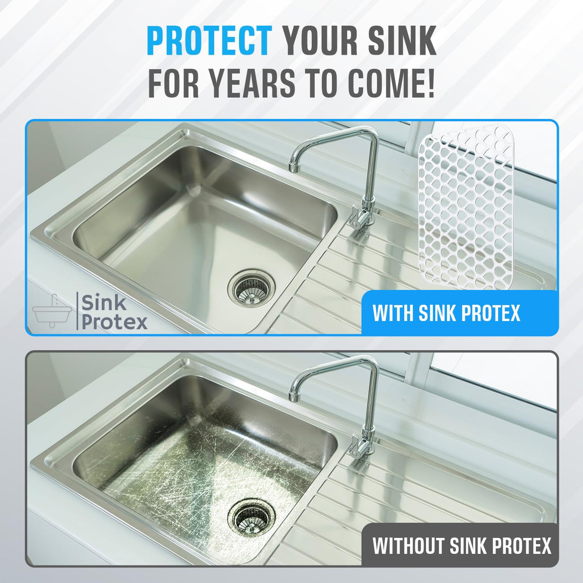Sink Protex non-slip protector stays in place during heavy use.