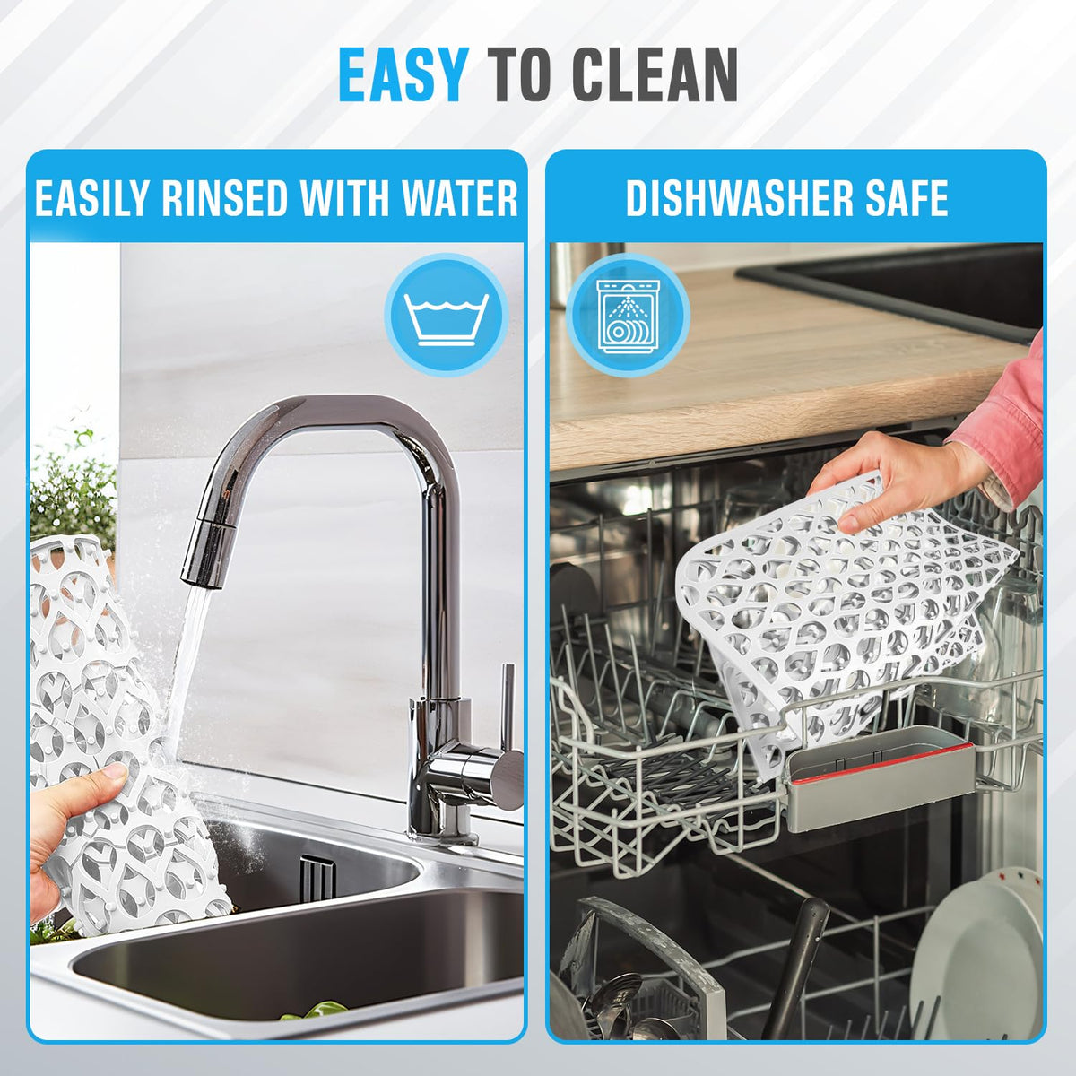 Sink Protex white silicone sink protector complements modern kitchen aesthetics.
