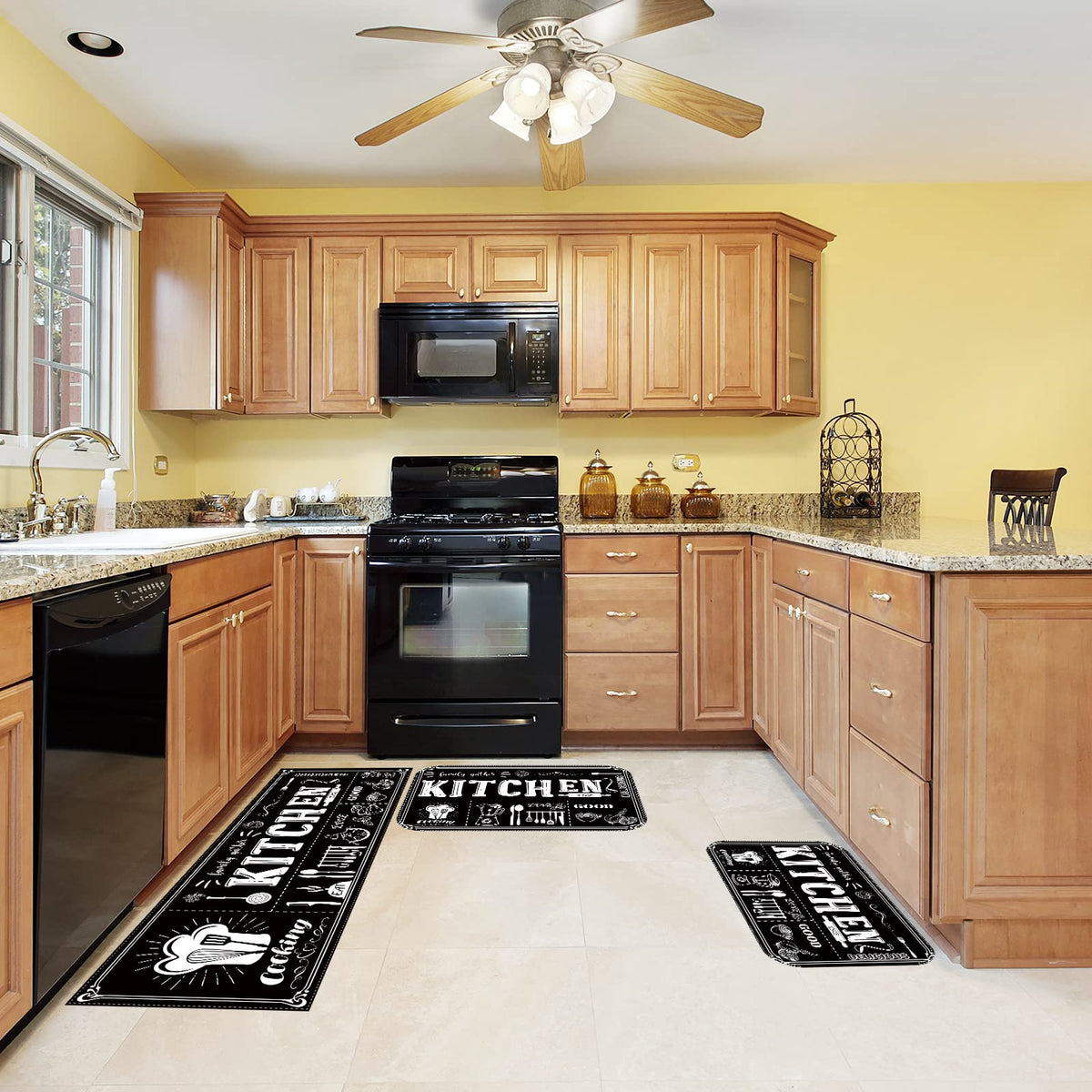 Sinmoe kitchen rug set non-slip backing keeps mats steady