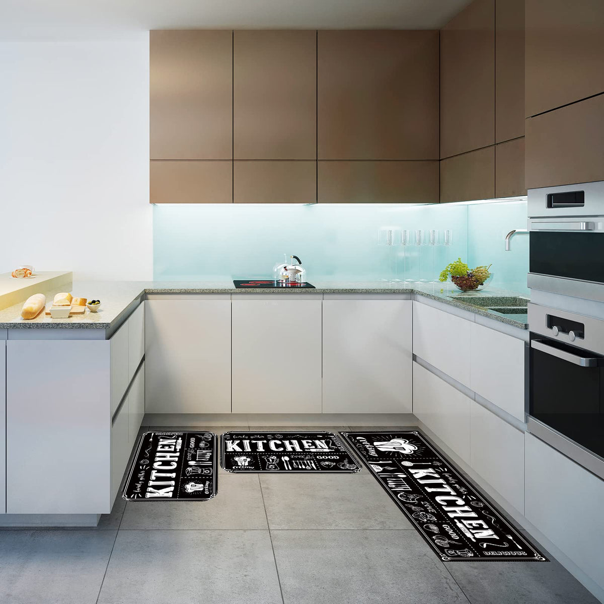 Sinmoe kitchen rug set small mats 23.6 inches protect floors and reduce mess