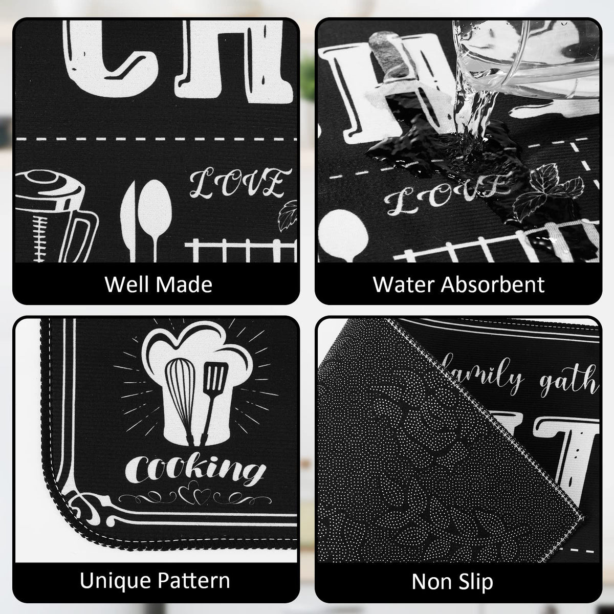 Sinmoe kitchen rug set surface resists oils for daily use