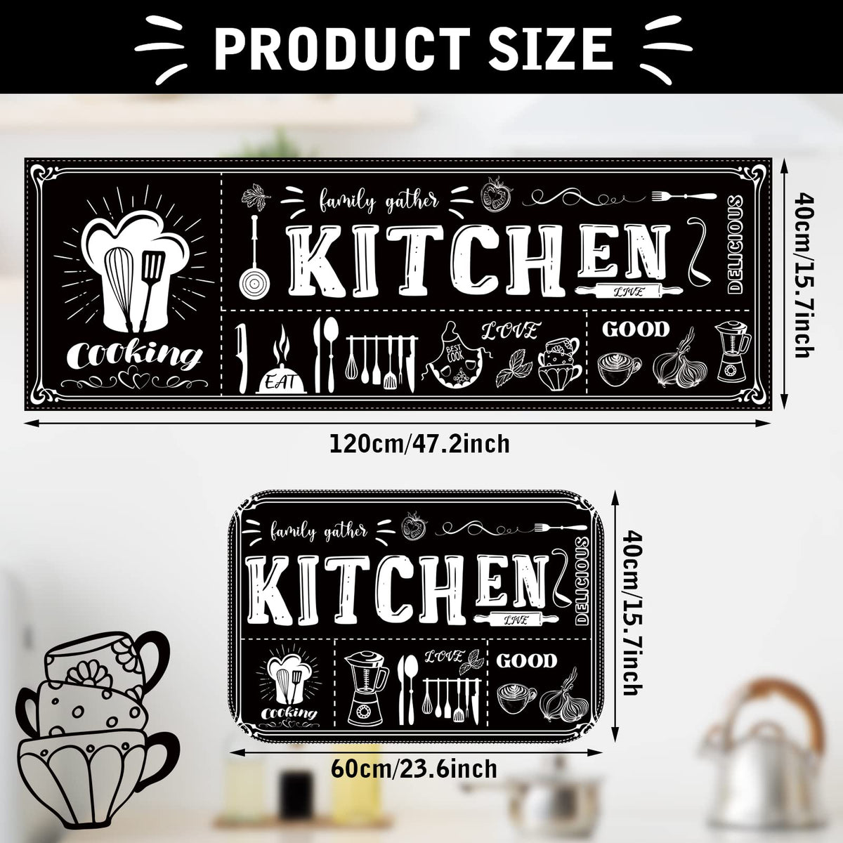 Sinmoe kitchen rug set fibers resist stains to stay vibrant