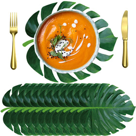 Sinmoe palm leaf placemats for 13-inch dinners, easy cleanup after events.
